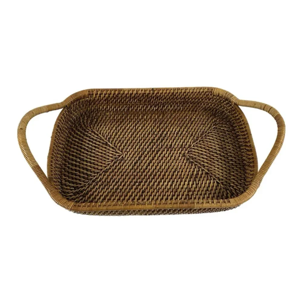Woven Selections Serving Basket Tray By Pampered Chef Wicker 15”x10”
